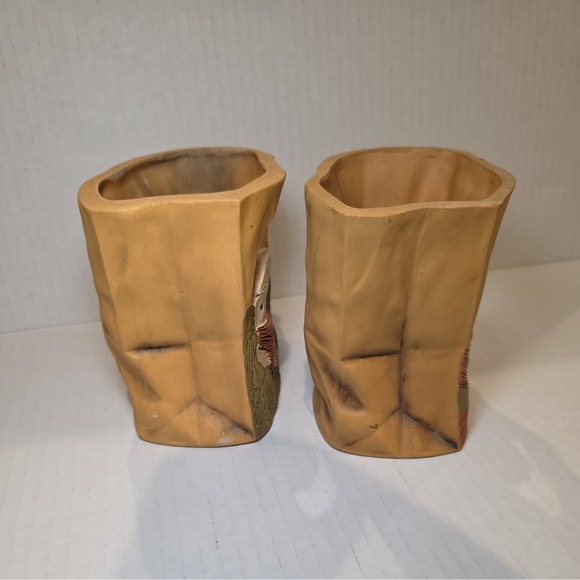 Paper bag Clay pottery luminaria Votive Justin Southwest New Mexico Vtg Signed - Picture 4 of 7